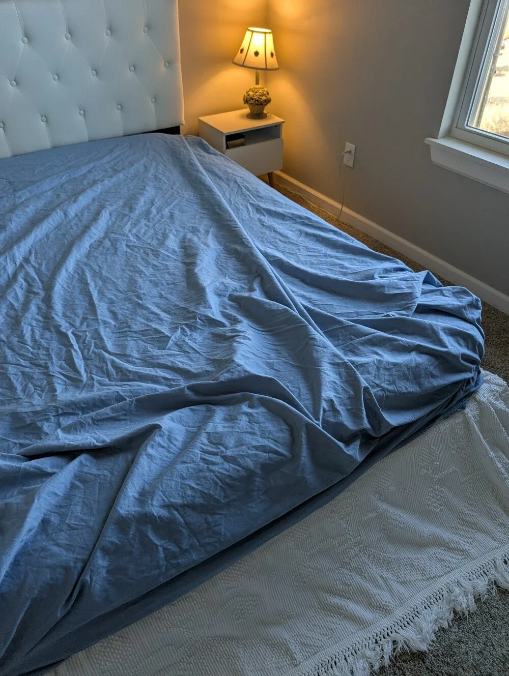 Threshold King Blue Cotton Flat & Fitted Sheet Cooling Breathable